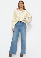 Pull en tricot à motif léopard - beige-jaune