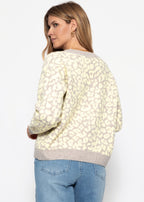 Pull en tricot à motif léopard - beige-jaune