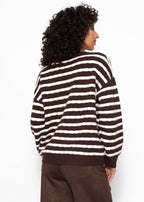 Pull en tricot avec design rayé - marron-blanc cassé
