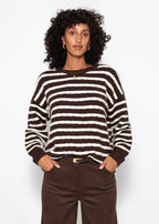 Pull en tricot avec design rayé - marron-blanc cassé