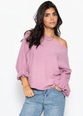 Pull surdimensionné avec décolleté bateau - rose ancien