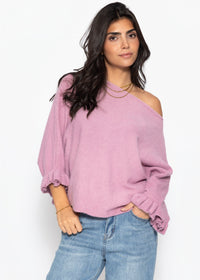 Pull surdimensionné avec décolleté bateau - rose ancien