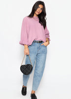 Pull surdimensionné avec décolleté bateau - rose ancien