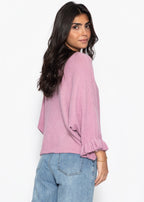 Pull surdimensionné avec décolleté bateau - rose ancien