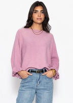 Pull surdimensionné avec décolleté bateau - rose ancien