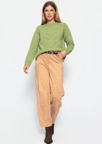 Pull en tricot avec motif en torsades - vert
