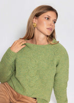 Pull en tricot avec motif en torsades - vert