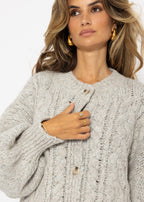 Super douce veste en tricot avec motif en torsade - gris clair
