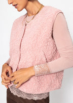 Gilet Teddy avec boutons - rose poudré