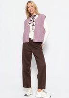 Gilet Teddy avec boutons - lilas