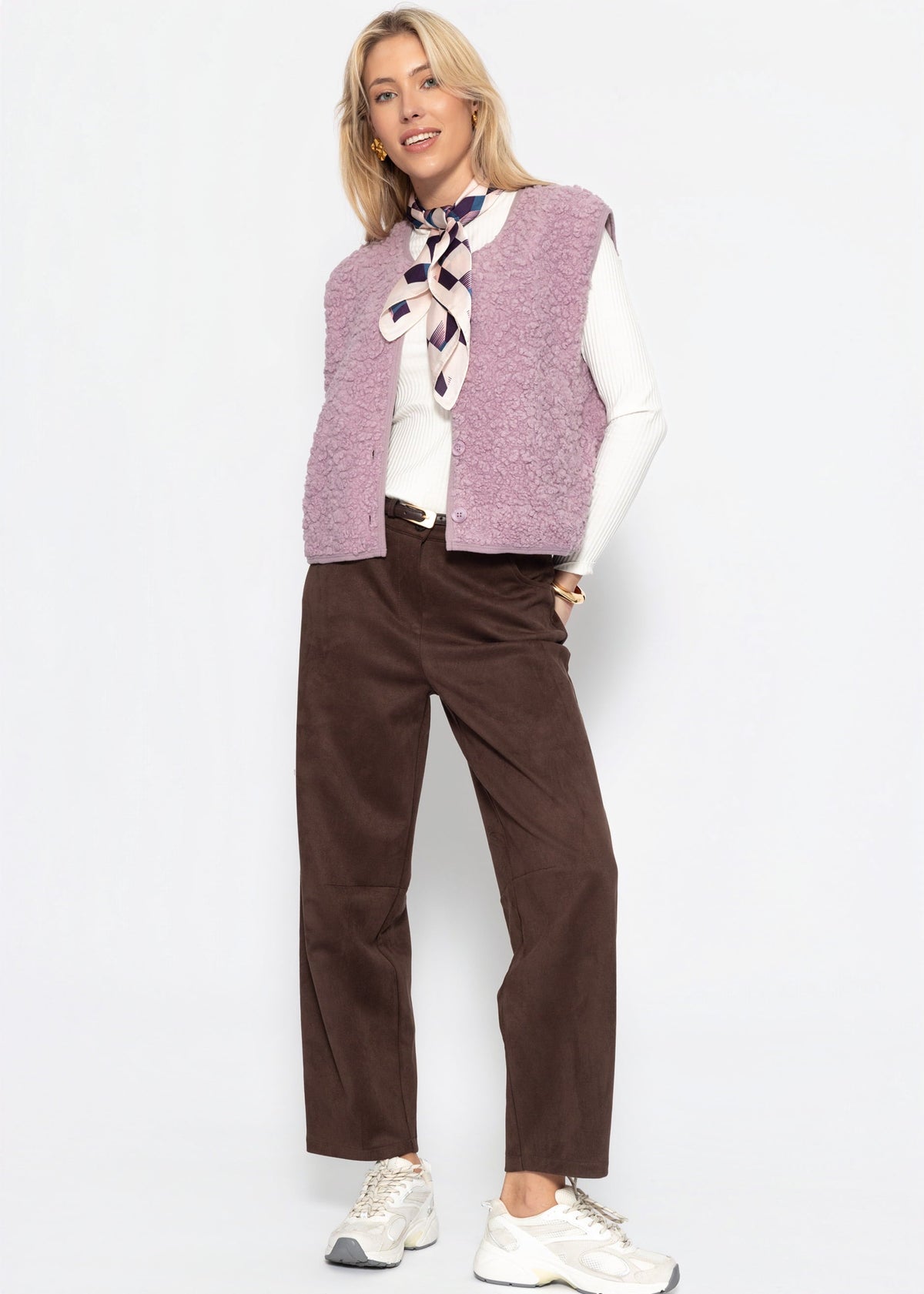 Gilet Teddy avec boutons - lilas