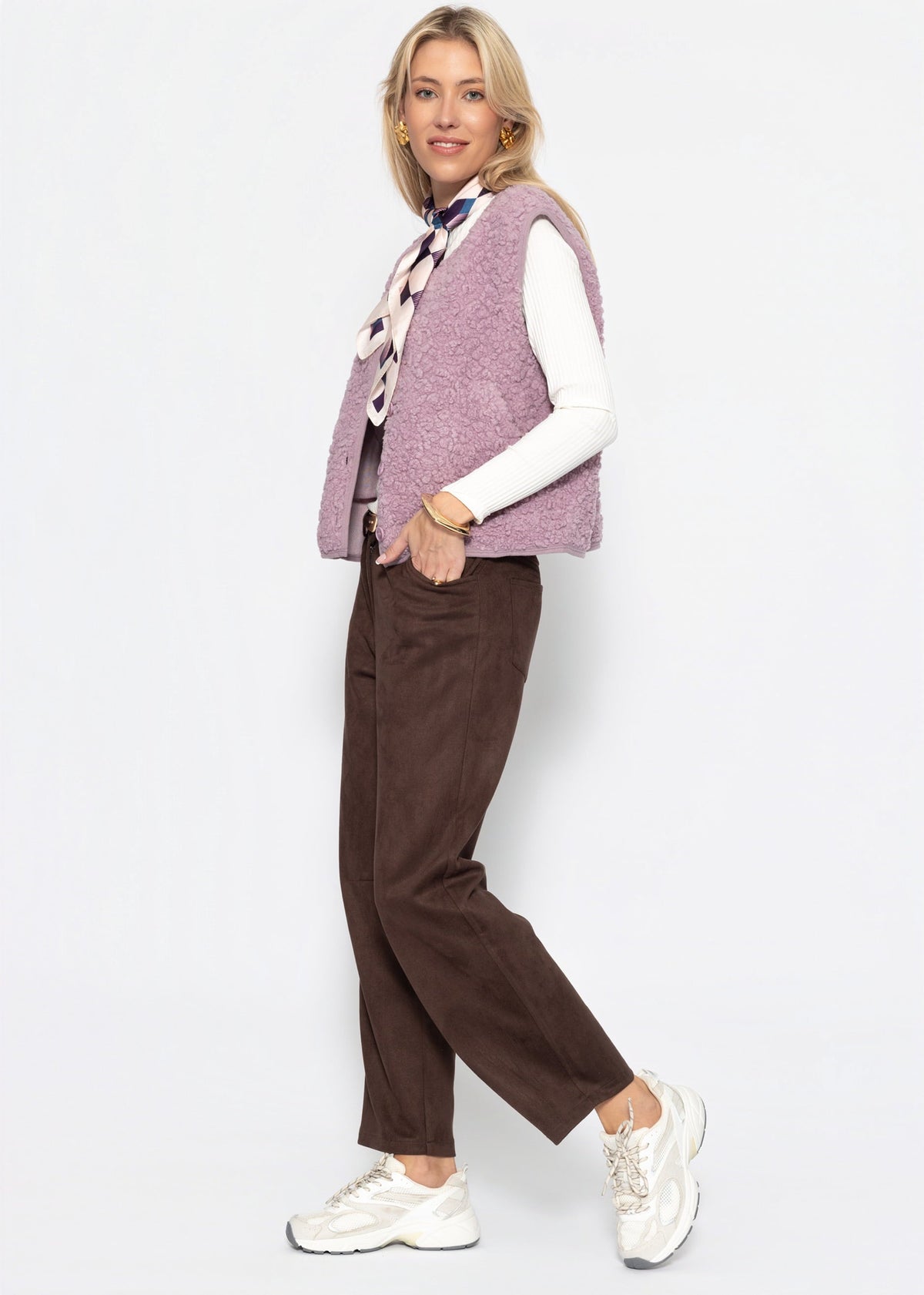 Gilet Teddy avec boutons - lilas