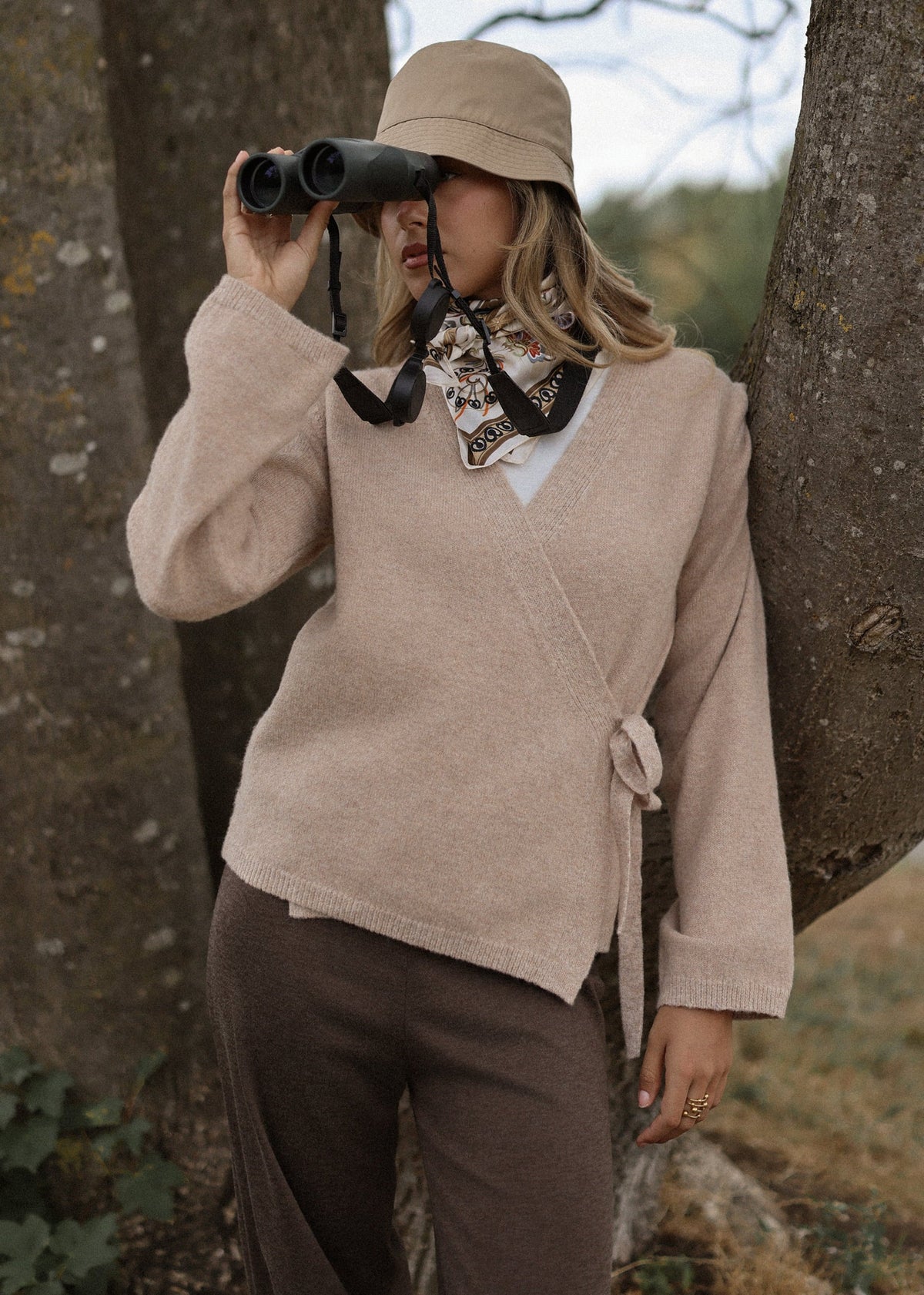 Cardigan enveloppant - brun clair