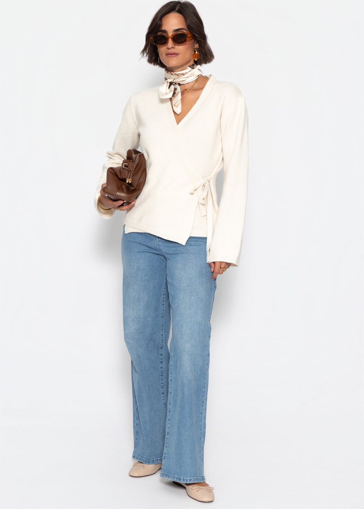 Cardigan enveloppant - blanc cassé