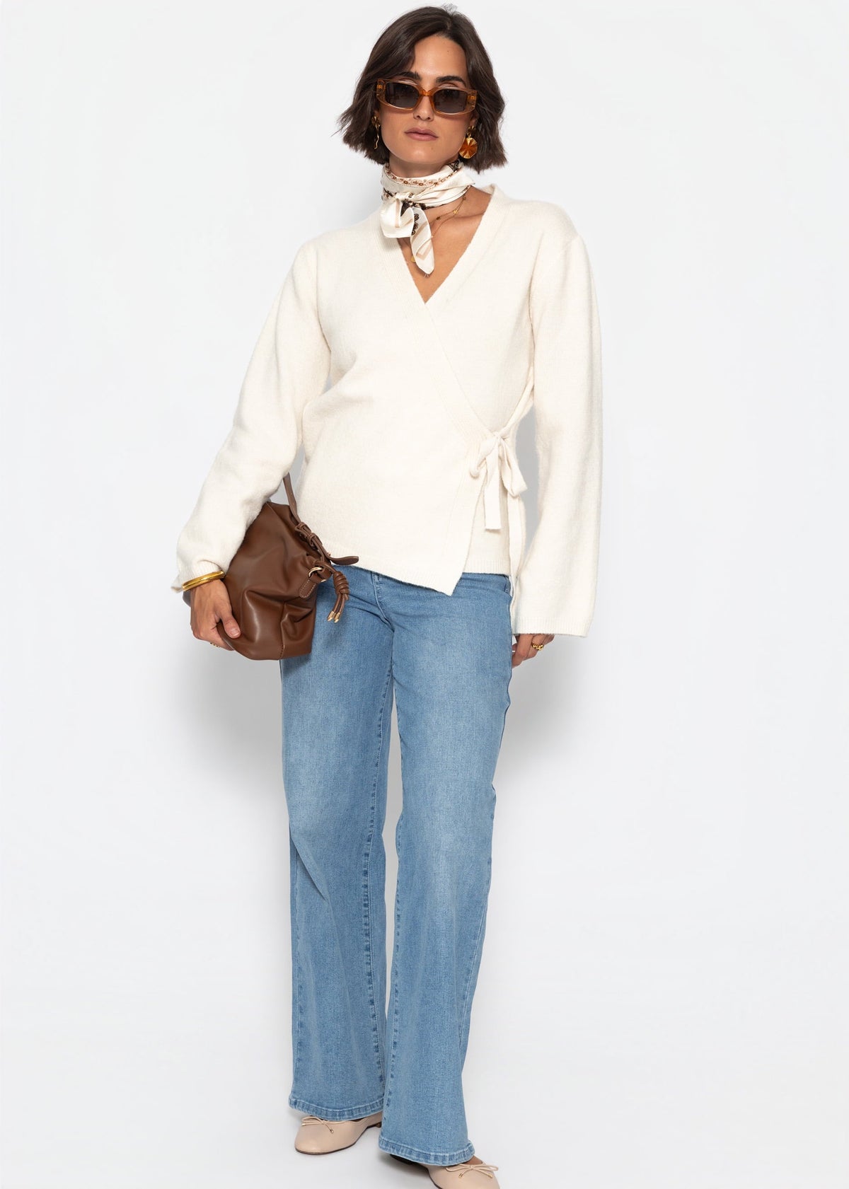 Cardigan enveloppant - blanc cassé