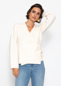 Cardigan enveloppant - blanc cassé