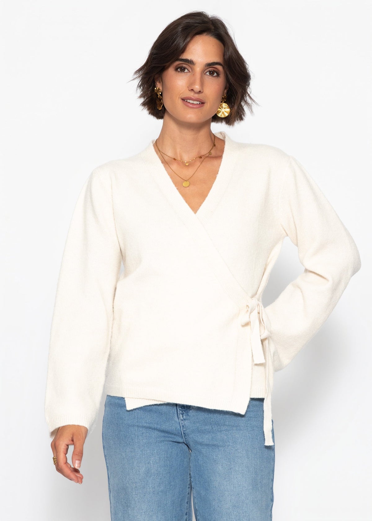 Cardigan enveloppant - blanc cassé