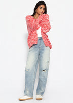Cardigan bicolore - rose