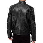 Varel | Veste en cuir à col montant et fermeture éclair