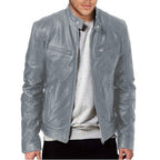 Varel | Veste en cuir à col montant et fermeture éclair