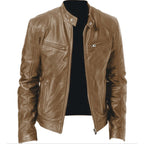 Varel | Veste en cuir à col montant et fermeture éclair