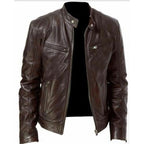 Varel | Veste en cuir à col montant et fermeture éclair