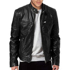 Varel | Veste en cuir à col montant et fermeture éclair