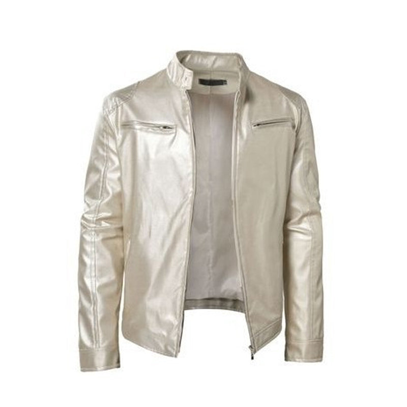 Varel | Veste en cuir à col montant et fermeture éclair