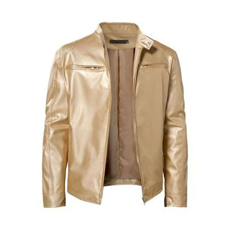 Varel | Veste en cuir à col montant et fermeture éclair