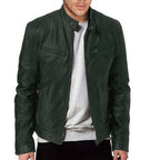 Varel | Veste en cuir à col montant et fermeture éclair