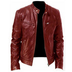 Varel | Veste en cuir à col montant et fermeture éclair