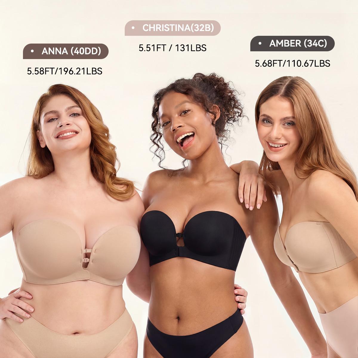Strapless Front Closure Bra Anti-Slip Grip Wireless