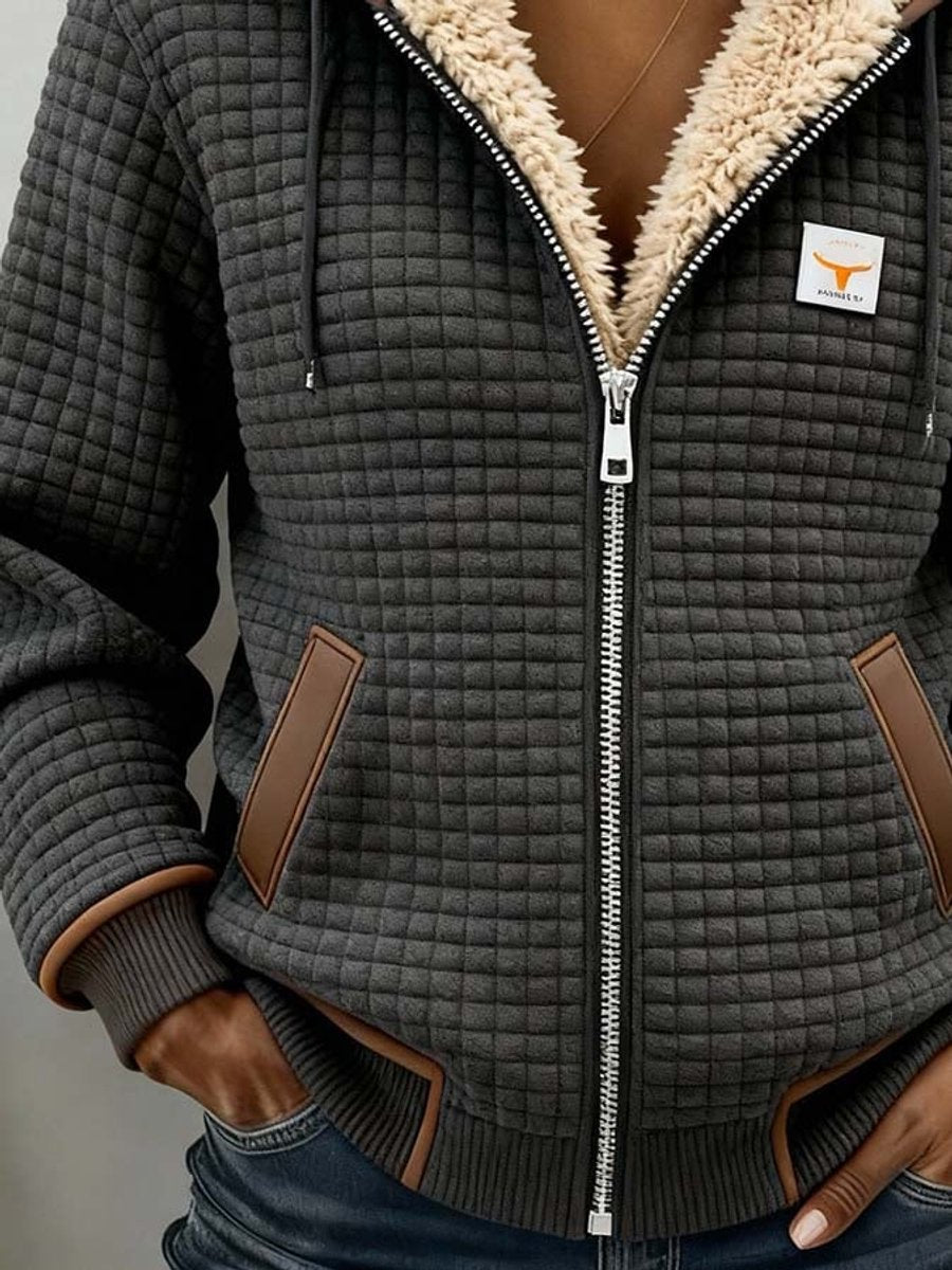 Sandra | Veste à Capuche Zippée en Sherpa Matelassé